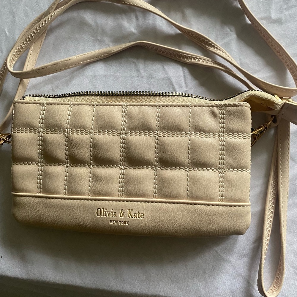 Olivia&Kate Beige Quilted Crossbody Bag